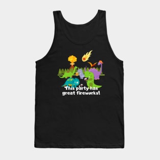 Dinosaurs having a party, this party has great fireworks! Tank Top